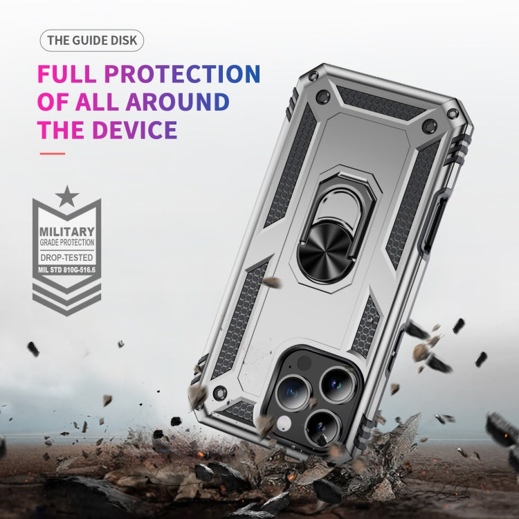 For iPhone 16 Pro Shockproof TPU Hybrid PC Phone Case with Holder(Silver) - iPhone 16 Pro Cases by PMC Jewellery | Online Shopping South Africa | PMC Jewellery | Buy Now Pay Later Mobicred