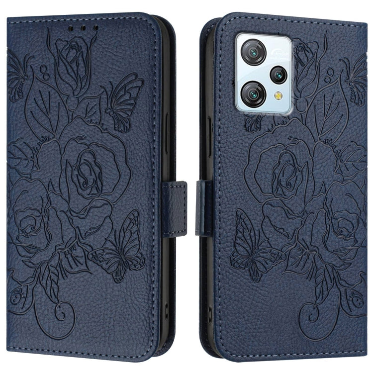 For Blackview A53 Embossed Rose RFID Anti-theft Leather Phone Case(Dark Blue) - More Brand by PMC TechLife | Online Shopping South Africa | PMC TechLife | Buy Now Pay Later Mobicred