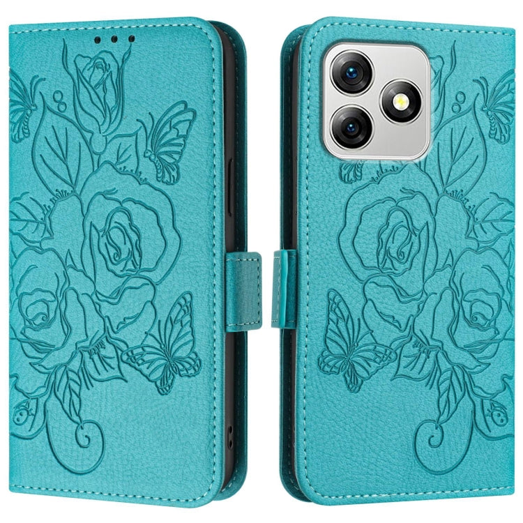 For Ulefone Note 18 Ultra Embossed Rose RFID Anti-theft Leather Phone Case(Light Blue) - Ulefone Cases by PMC Jewellery | Online Shopping South Africa | PMC Jewellery | Buy Now Pay Later Mobicred
