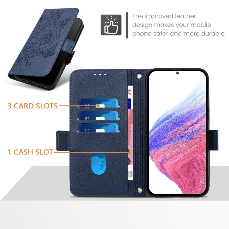 For Ulefone Note 18 Ultra Embossed Rose RFID Anti-theft Leather Phone Case(Dark Blue) - free shipping - PMC Jewellery - Order now!