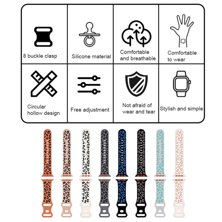 For Apple Watch SE 2023 44mm Concave Leopard Printed Silicone Watch Band(Black Blue) - Watch Bands by PMc TechLife | Online Shopping South Africa | PMc TechLife | Buy Now Pay Later Mobicred