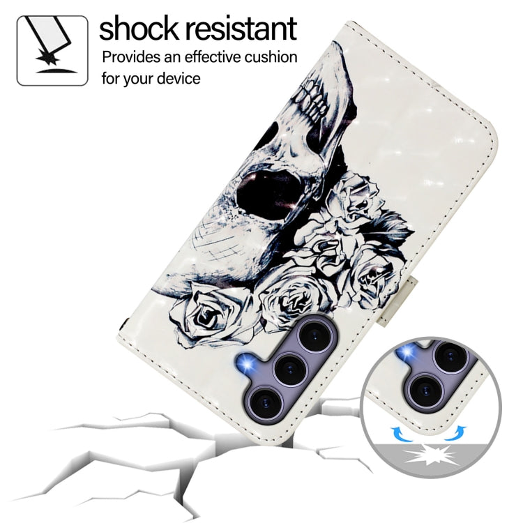 For Samsung Galaxy S25 5G 3D Painting Horizontal Flip Leather Phone Case(Skull) - Galaxy S25 5G Cases by PMC Jewellery | Online Shopping South Africa | PMC Jewellery | Buy Now Pay Later Mobicred
