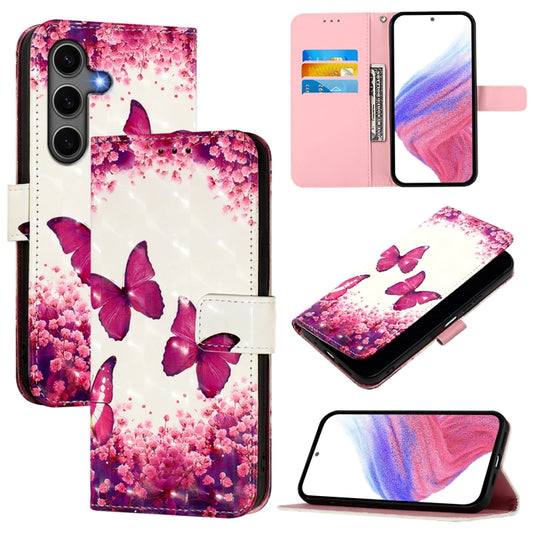 For Samsung Galaxy S25+ 5G 3D Painting Horizontal Flip Leather Phone Case(Rose Butterfly) - Galaxy S25+ 5G Cases by PMC Jewellery | Online Shopping South Africa | PMC Jewellery | Buy Now Pay Later Mobicred