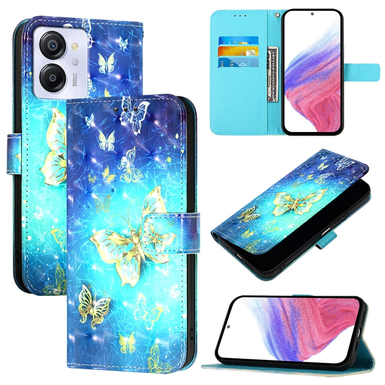 For Blackview Color 8 3D Painting Horizontal Flip Leather Phone Case(Golden Butterfly) - More Brand by PMC Jewellery | Online Shopping South Africa | PMC Jewellery | Buy Now Pay Later Mobicred