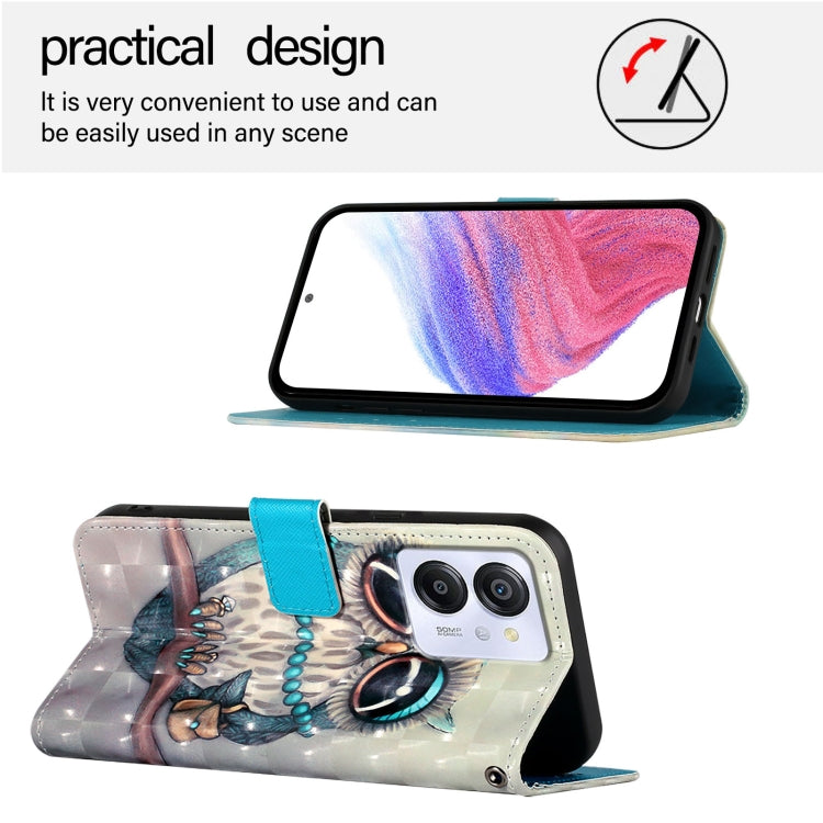 For Blackview Color 8 3D Painting Horizontal Flip Leather Phone Case(Grey Owl) - More Brand by PMC TechLife | Online Shopping South Africa | PMC TechLife | Buy Now Pay Later Mobicred