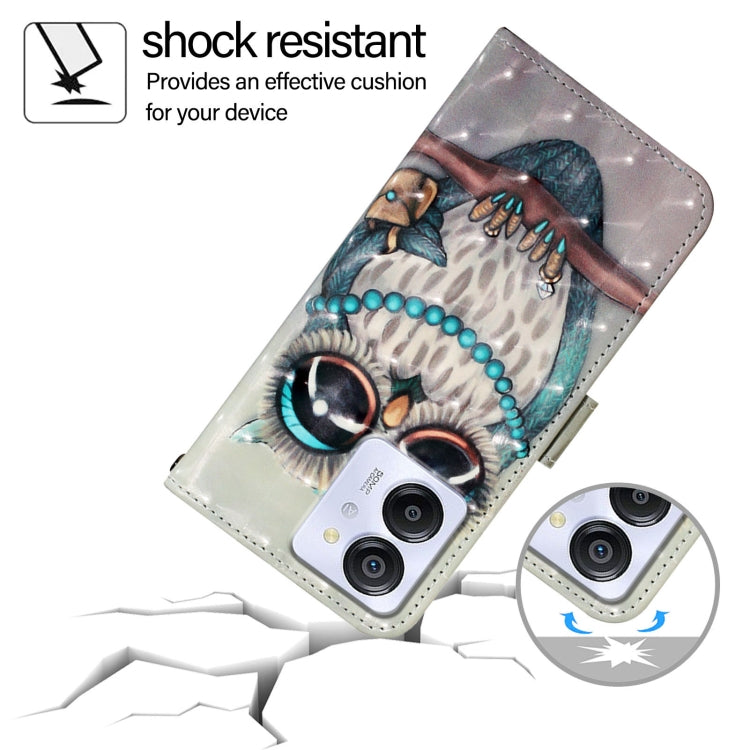 For Blackview Color 8 3D Painting Horizontal Flip Leather Phone Case(Grey Owl) - More Brand by PMC TechLife | Online Shopping South Africa | PMC TechLife | Buy Now Pay Later Mobicred