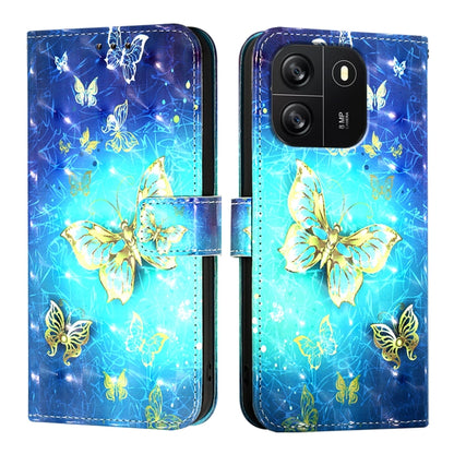 For Blackview Wave 6C 3D Painting Horizontal Flip Leather Phone Case(Golden Butterfly) - More Brand by PMC Jewellery | Online Shopping South Africa | PMC Jewellery | Buy Now Pay Later Mobicred