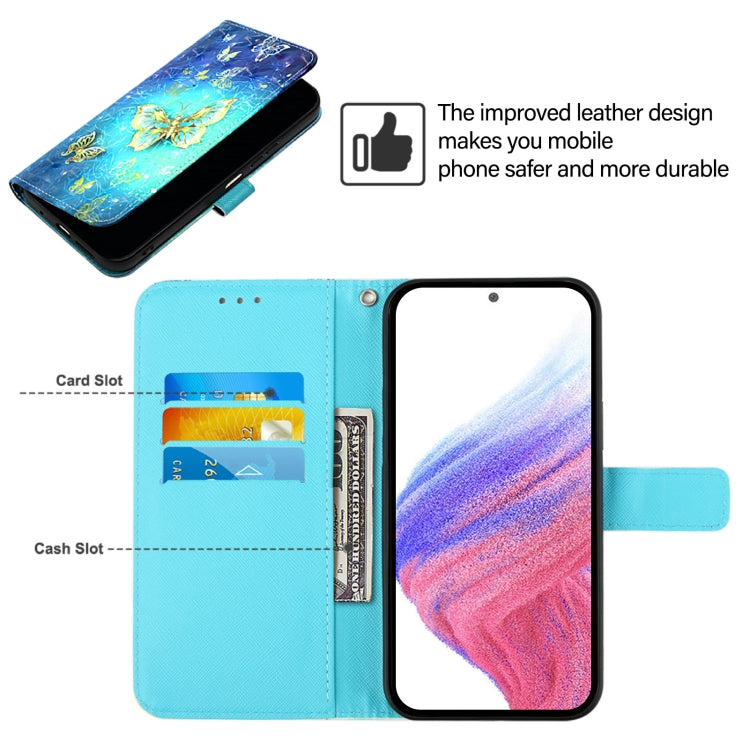 For Blackview Wave 6C 3D Painting Horizontal Flip Leather Phone Case(Golden Butterfly) - More Brand by PMC TechLife | Online Shopping South Africa | PMC TechLife | Buy Now Pay Later Mobicred