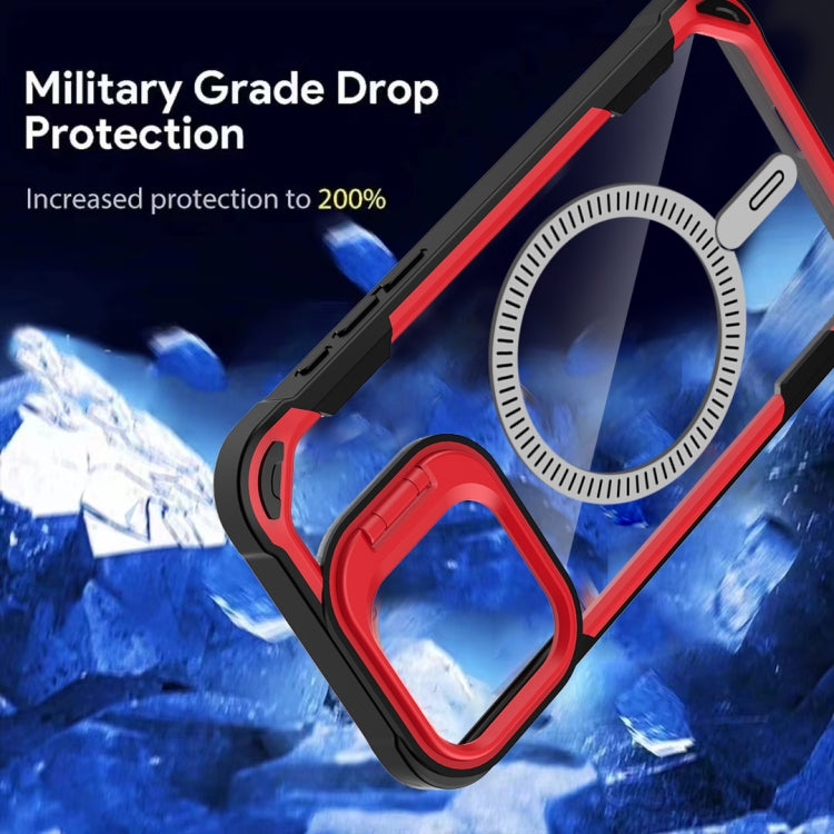 For iPhone 16 Pro Transparent Acrylic MagSafe Lens Holder Phone Case(Red) - iPhone 16 Pro Cases by PMC TechLife | Online Shopping South Africa | PMC TechLife | Buy Now Pay Later Mobicred