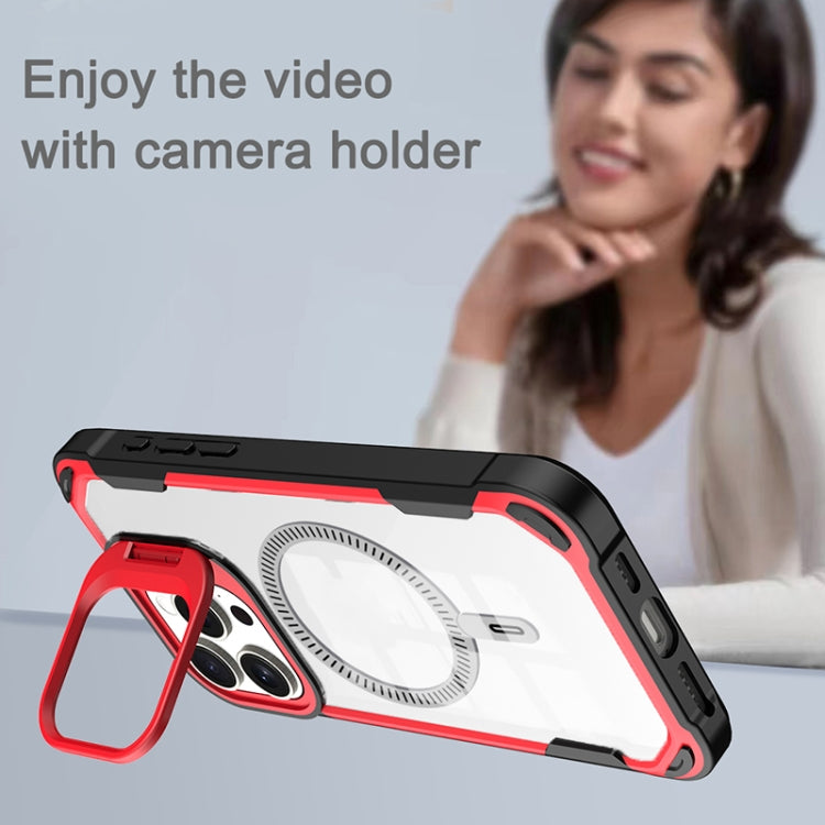 For iPhone 16 Transparent Acrylic MagSafe Lens Holder Phone Case(Blue) - iPhone 16 Cases by PMC TechLife | Online Shopping South Africa | PMC TechLife | Buy Now Pay Later Mobicred
