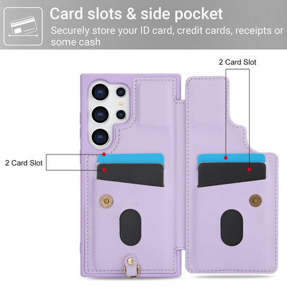 For Samsung Galaxy S25 Ultra 5G Crossbody Flower Pattern Leather Phone Case(Purple) - Galaxy S25 Ultra 5G Cases by PMC Jewellery | Online Shopping South Africa | PMC Jewellery | Buy Now Pay Later Mobicred