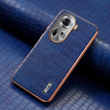 For OPPO Reno11 Global AZNS Electroplated Frame Crocodile Texture Full Coverage Phone Case(Blue) - Reno11 Cases by AZNS | Online Shopping South Africa | PMC Jewellery | Buy Now Pay Later Mobicred