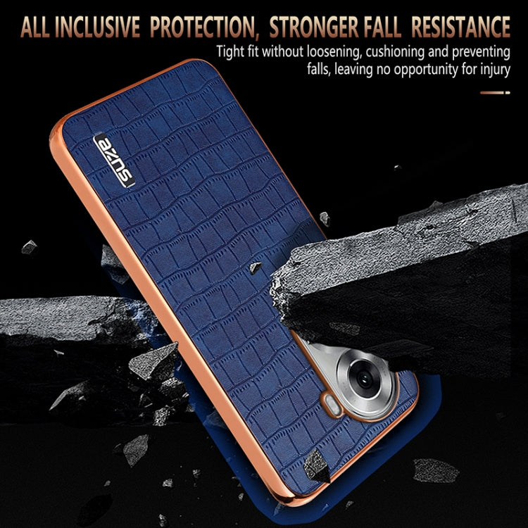 For OPPO Reno11 Global AZNS Electroplated Frame Crocodile Texture Full Coverage Phone Case(White) - OPPO Cases by AZNS | Online Shopping South Africa | PMC Jewellery | Buy Now Pay Later Mobicred