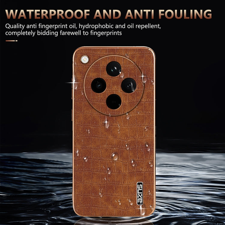 For OPPO Find X8 AZNS Electroplated Frame Crocodile Texture Full Coverage Phone Case(Brown) - free shipping - PMC Jewellery - Order now!