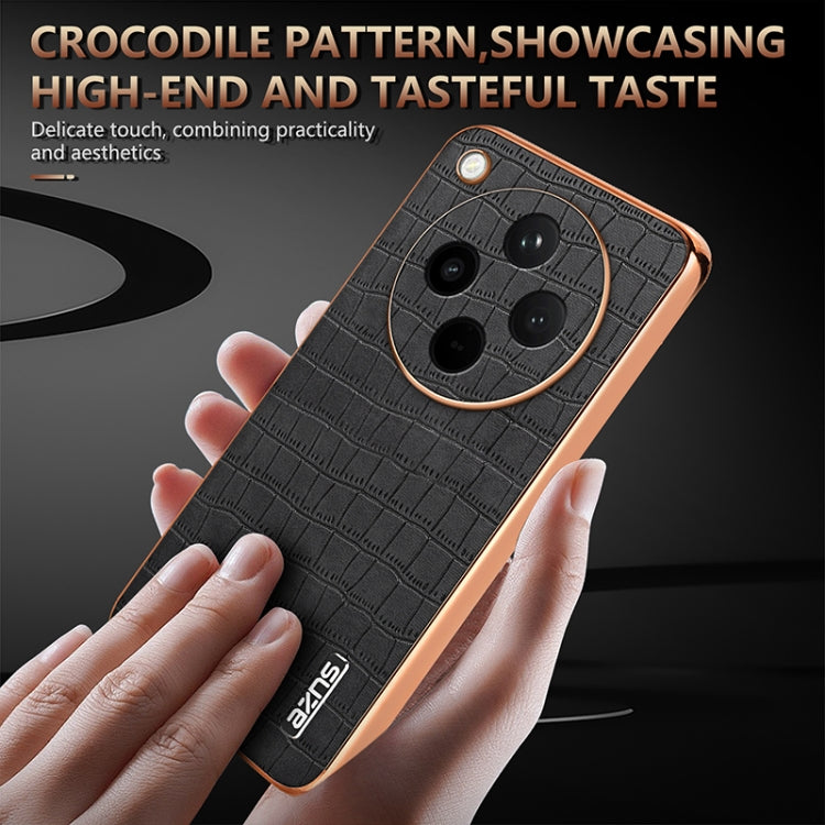 For OPPO Find X8 AZNS Electroplated Frame Crocodile Texture Full Coverage Phone Case(Brown) - free shipping - PMC Jewellery - Order now!