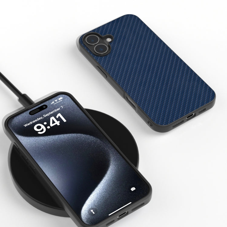 For iPhone 16 Carbon Fiber Texture Protective Phone Case(Dark Blue) - free shipping - PMC TechLife - Order now!