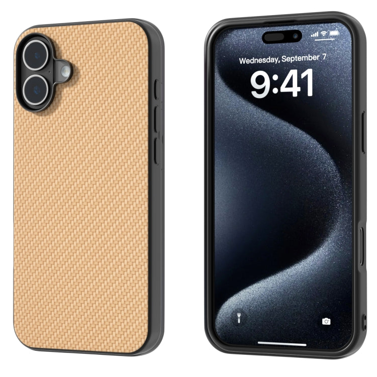 For iPhone 16 Plus Carbon Fiber Texture Protective Phone Case(Gold) - iPhone 16 Plus Cases by PMC TechLife | Online Shopping South Africa | PMC TechLife | Buy Now Pay Later Mobicred