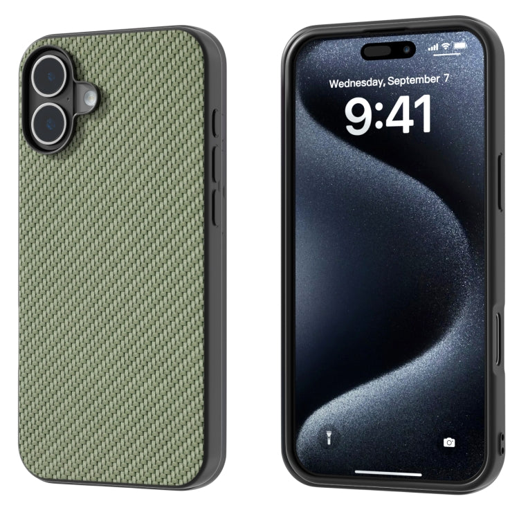 For iPhone 16 Plus Carbon Fiber Texture Protective Phone Case(Green) - iPhone 16 Plus Cases by PMC Jewellery | Online Shopping South Africa | PMC Jewellery | Buy Now Pay Later Mobicred