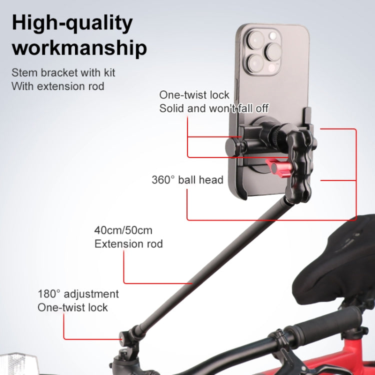 Bicycle Handlebar Holder Pea Clip Adapter 40cm Rod Set - Bicycle Handlebar Mount by PMC TechLife | Online Shopping South Africa | PMC TechLife | Buy Now Pay Later Mobicred