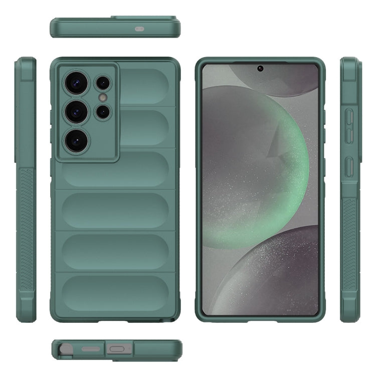 For Samsung Galaxy S25 Ultra 5G Magic Shield TPU + Flannel Phone Case(Dark Green) - Galaxy S25 Ultra 5G Cases by PMC Jewellery | Online Shopping South Africa | PMC Jewellery | Buy Now Pay Later Mobicred