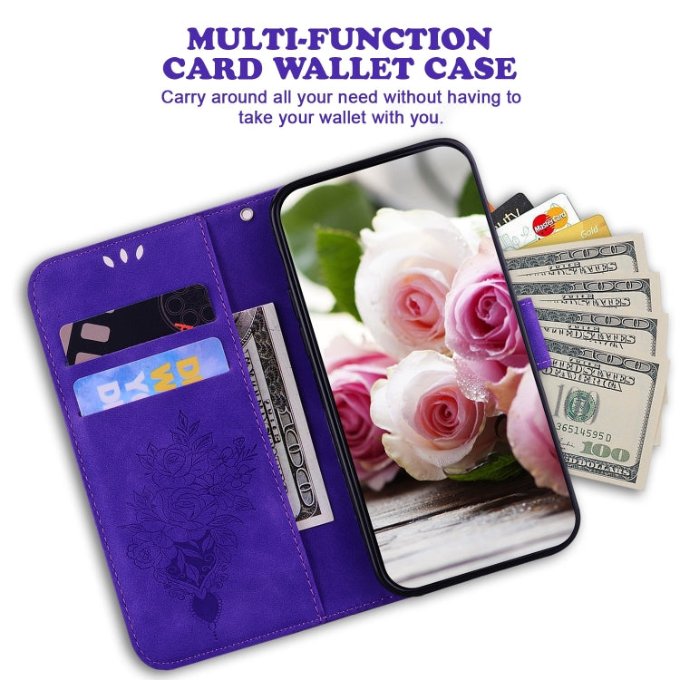 For Redmi K70 / K70 Pro Butterfly Rose Embossed Leather Phone Case(Purple) - K70 Cases by PMC Jewellery | Online Shopping South Africa | PMC Jewellery | Buy Now Pay Later Mobicred