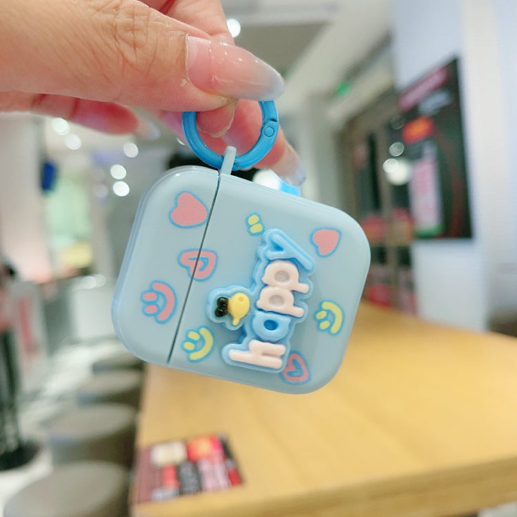 For AirPods 3 Fresh 3D Text Skin Feel Earbuds Box PC Case(Blue) - For AirPods 3 by PMC Jewellery | Online Shopping South Africa | PMC Jewellery | Buy Now Pay Later Mobicred