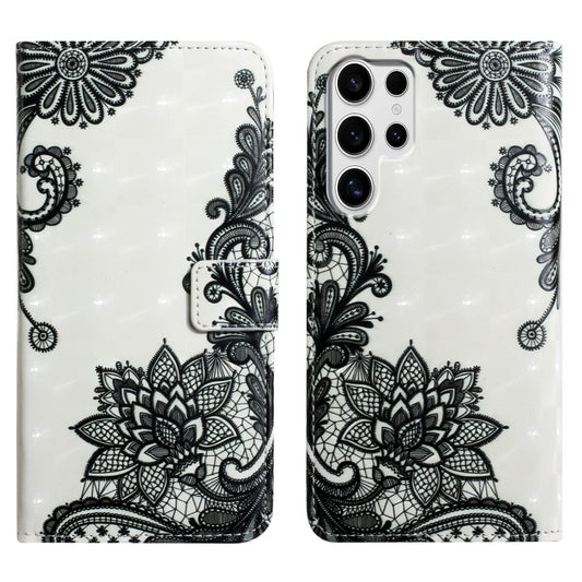 For Samsung Galaxy S25 Ultra 5G Oil Embossed 3D Drawing Leather Phone Case(Lace Flower) - Galaxy S25 Ultra 5G Cases by PMC Jewellery | Online Shopping South Africa | PMC Jewellery | Buy Now Pay Later Mobicred