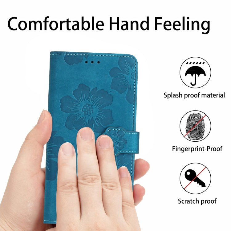 For Samsung Galaxy S25 5G Flower Embossing Pattern Leather Phone Case(Blue) - Galaxy S25 5G Cases by PMC Jewellery | Online Shopping South Africa | PMC Jewellery | Buy Now Pay Later Mobicred