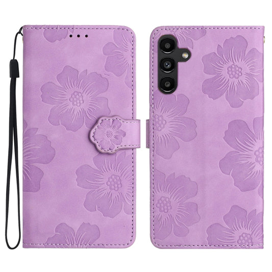 For Samsung Galaxy S25 5G Flower Embossing Pattern Leather Phone Case(Purple) - Galaxy S25 5G Cases by PMC Jewellery | Online Shopping South Africa | PMC Jewellery | Buy Now Pay Later Mobicred