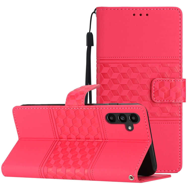 For Samsung Galaxy S25 5G Diamond Embossed Skin Feel Leather Phone Case(Red) - free shipping - PMC Jewellery - Order now!