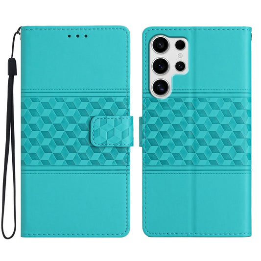 For Samsung Galaxy S25 Ultra 5G Diamond Embossed Skin Feel Leather Phone Case(Blue) - Galaxy S25 Ultra 5G Cases by PMC Jewellery | Online Shopping South Africa | PMC Jewellery | Buy Now Pay Later Mobicred