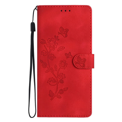 For Samsung Galaxy S25 5G Flower Butterfly Embossing Pattern Leather Phone Case(Red) - Galaxy S25 5G Cases by PMC Jewellery | Online Shopping South Africa | PMC Jewellery | Buy Now Pay Later Mobicred