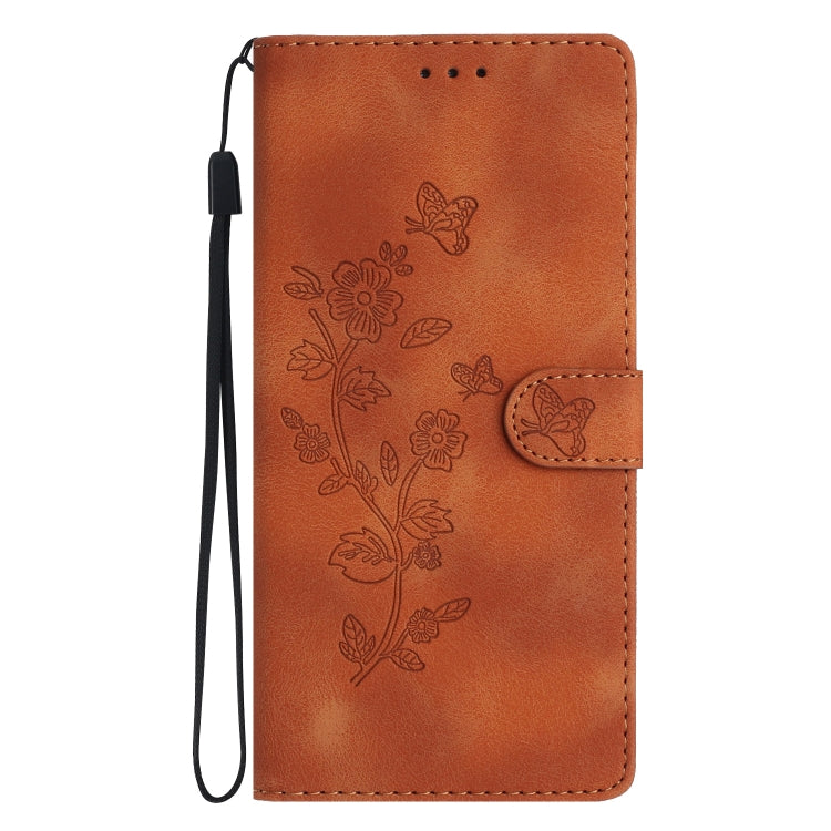 For Samsung Galaxy S25 5G Flower Butterfly Embossing Pattern Leather Phone Case(Brown) - Galaxy S25 5G Cases by PMC Jewellery | Online Shopping South Africa | PMC Jewellery | Buy Now Pay Later Mobicred