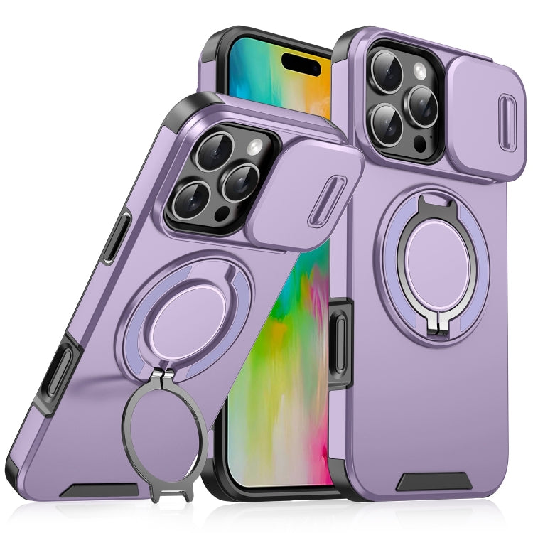 For iPhone 16 Pro Sliding Camshield Ring Holder Phone Case(Purple) - iPhone 16 Pro Cases by PMC Jewellery | Online Shopping South Africa | PMC Jewellery | Buy Now Pay Later Mobicred