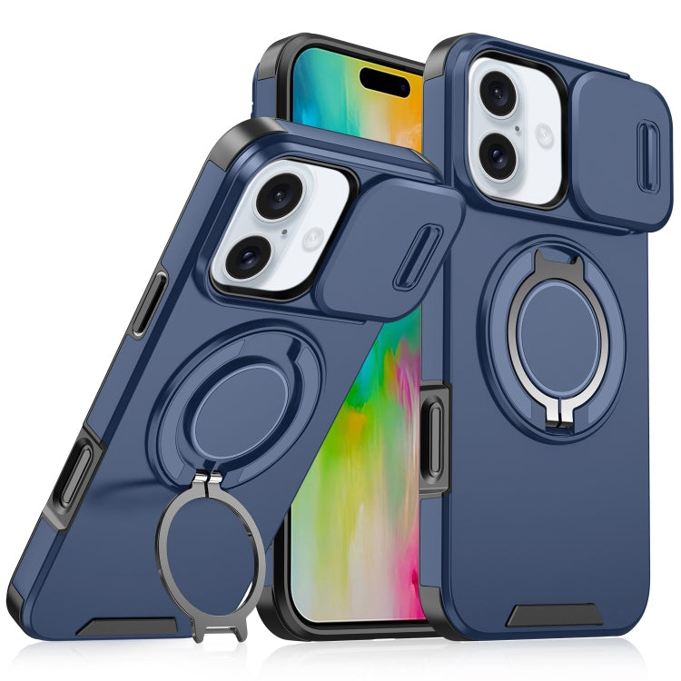 For iPhone 16 Sliding Camshield Ring Holder Phone Case(Blue) - iPhone 16 Cases by PMC TechLife | Online Shopping South Africa | PMC TechLife | Buy Now Pay Later Mobicred