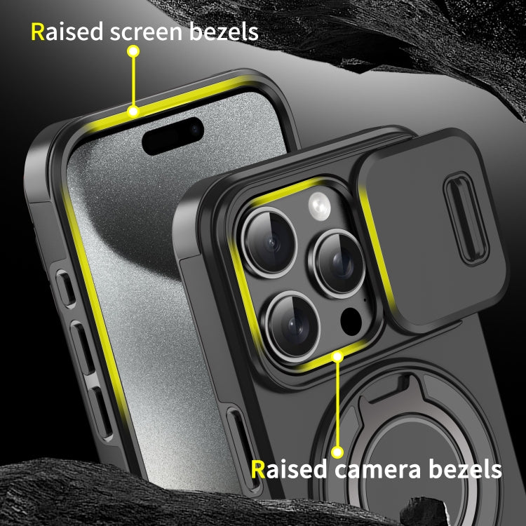 For iPhone 16 Sliding Camshield Ring Holder Phone Case(Black) - iPhone 16 Cases by PMC TechLife | Online Shopping South Africa | PMC TechLife | Buy Now Pay Later Mobicred