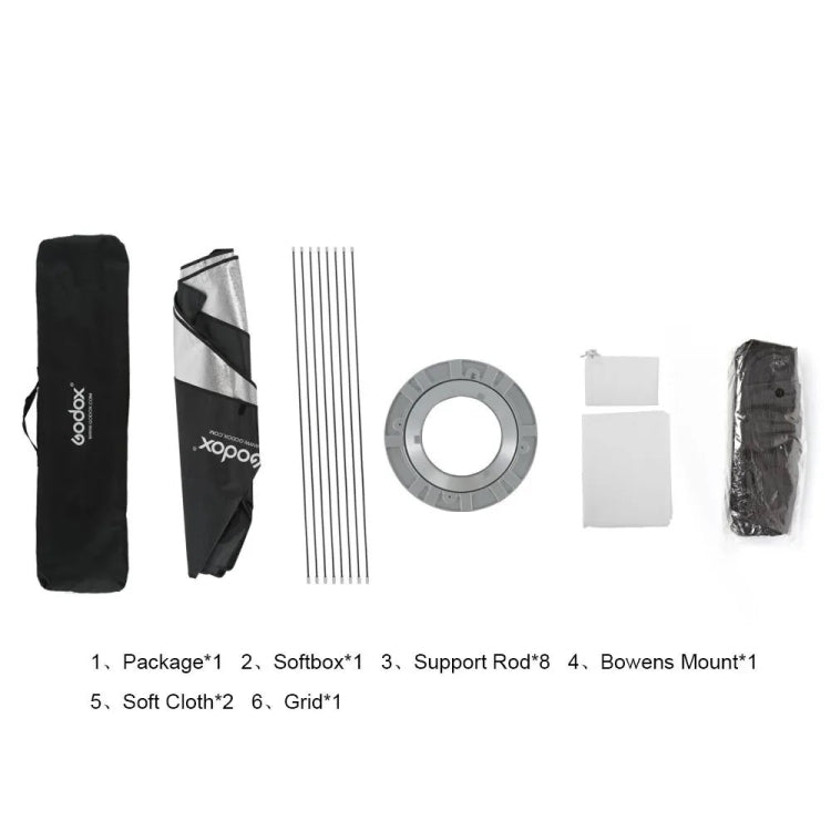 Godox Octagon Honeycomb Grid Softbox with Bowens Mount, Size:95cm - free shipping - PMC TechLife - Order now!