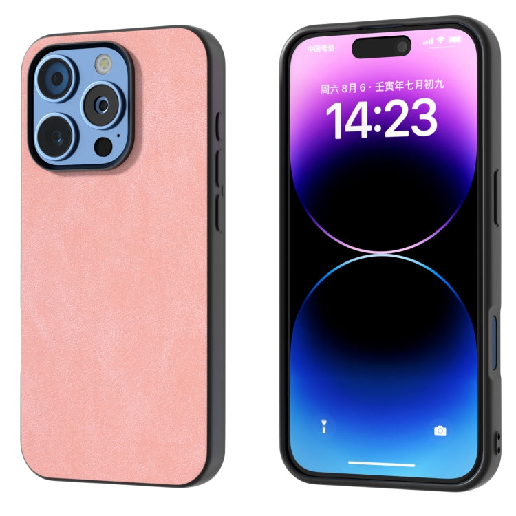 For iPhone 16 Pro Max Black Frame PU Leather Full Coverage Phone Case(Pink) - free shipping - PMC TechLife - Order now!