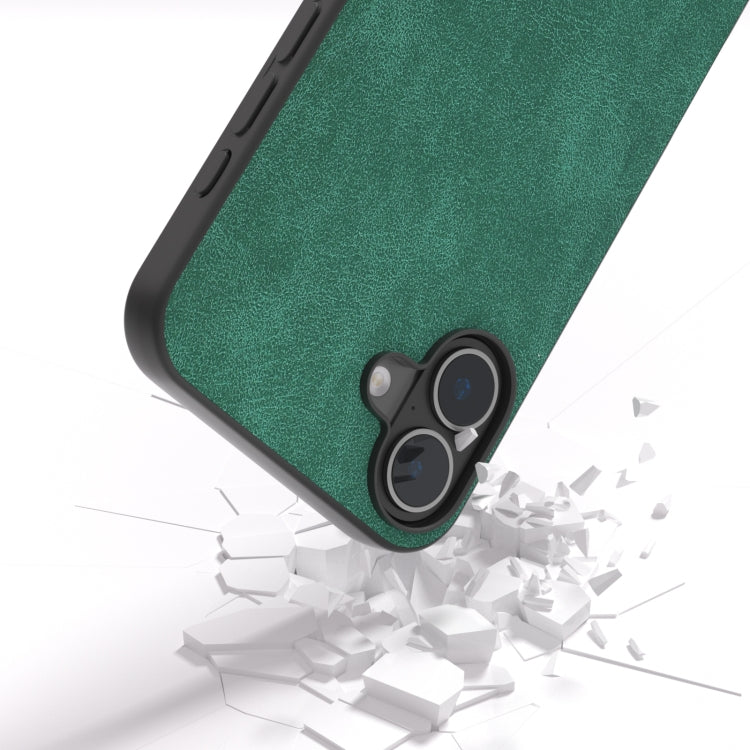 For iPhone 16 Plus Black Frame PU Leather Full Coverage Phone Case(Green) - iPhone 16 Plus Cases by PMC TechLife | Online Shopping South Africa | PMC TechLife | Buy Now Pay Later Mobicred