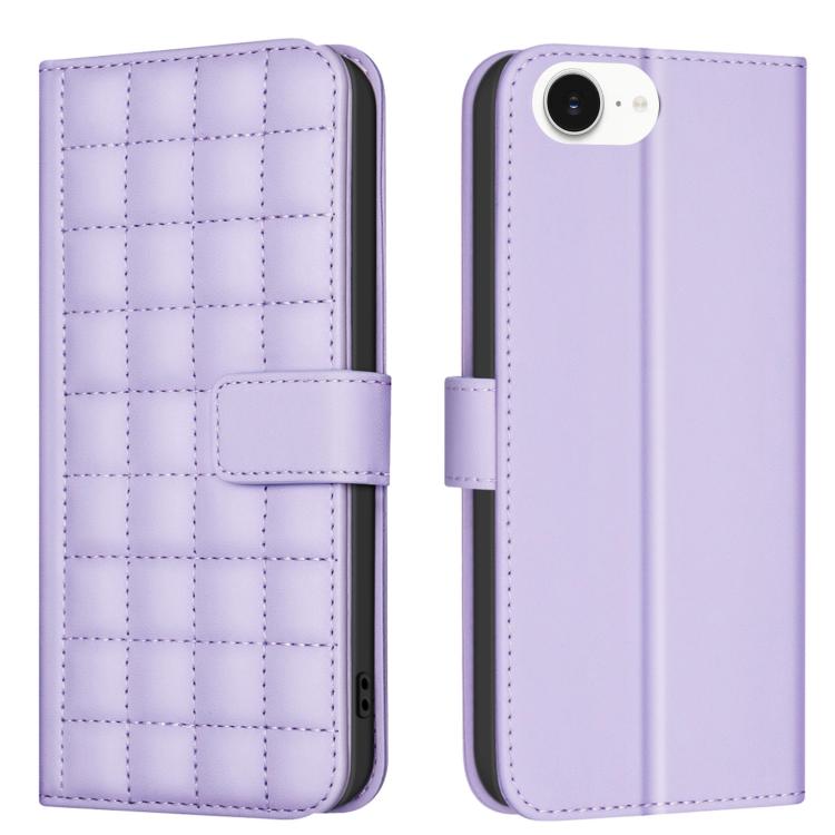 For iPhone 16e Square Texture Leather Phone Case(Purple) - iPhone 16e Cases by PMC TechLife | Online Shopping South Africa | PMC TechLife | Buy Now Pay Later Mobicred
