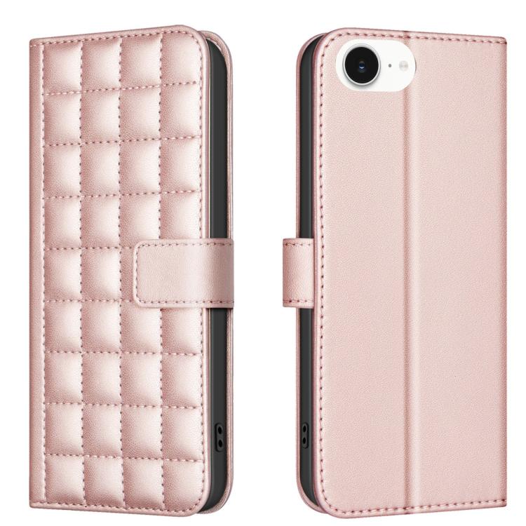 For iPhone 16e Square Texture Leather Phone Case(Rose Gold) - iPhone 16e Cases by PMC TechLife | Online Shopping South Africa | PMC TechLife | Buy Now Pay Later Mobicred