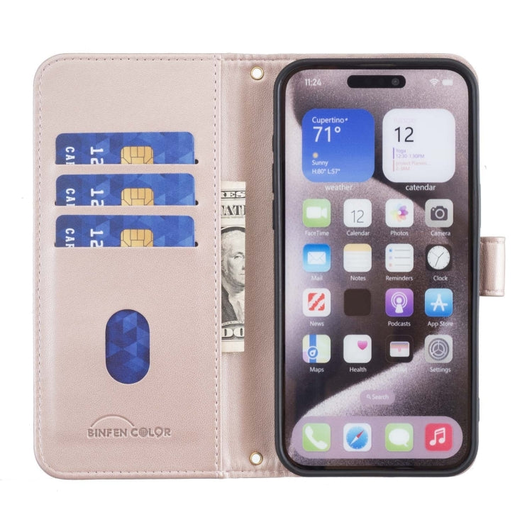 For iPhone 16e Square Texture Leather Phone Case(Rose Gold) - iPhone 16e Cases by PMC TechLife | Online Shopping South Africa | PMC TechLife | Buy Now Pay Later Mobicred
