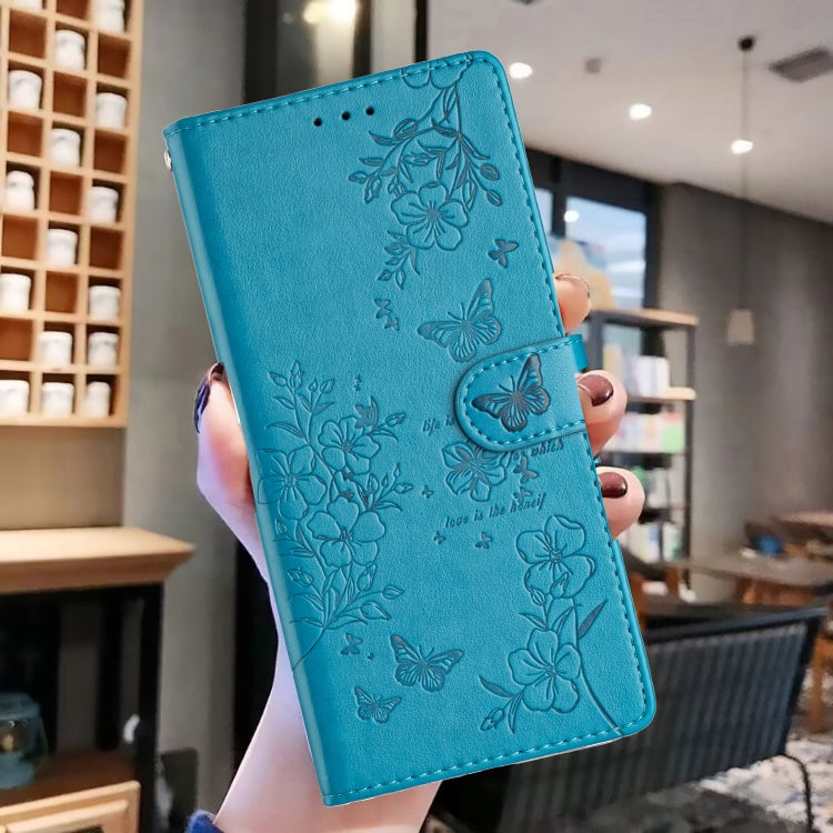 For Blackview A53 / A53 Pro Butterflies and Flowers Leather Phone Case(Blue) - More Brand by PMC TechLife | Online Shopping South Africa | PMC TechLife | Buy Now Pay Later Mobicred