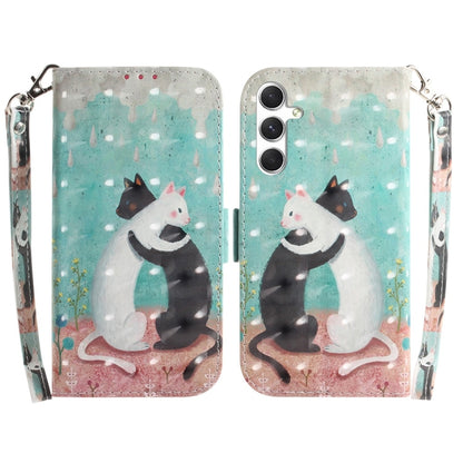 For Samsung Galaxy S25+ 5G 3D Colored Horizontal Flip Leather Phone Case(Black White Cat) - Galaxy S25+ 5G Cases by PMC Jewellery | Online Shopping South Africa | PMC Jewellery | Buy Now Pay Later Mobicred