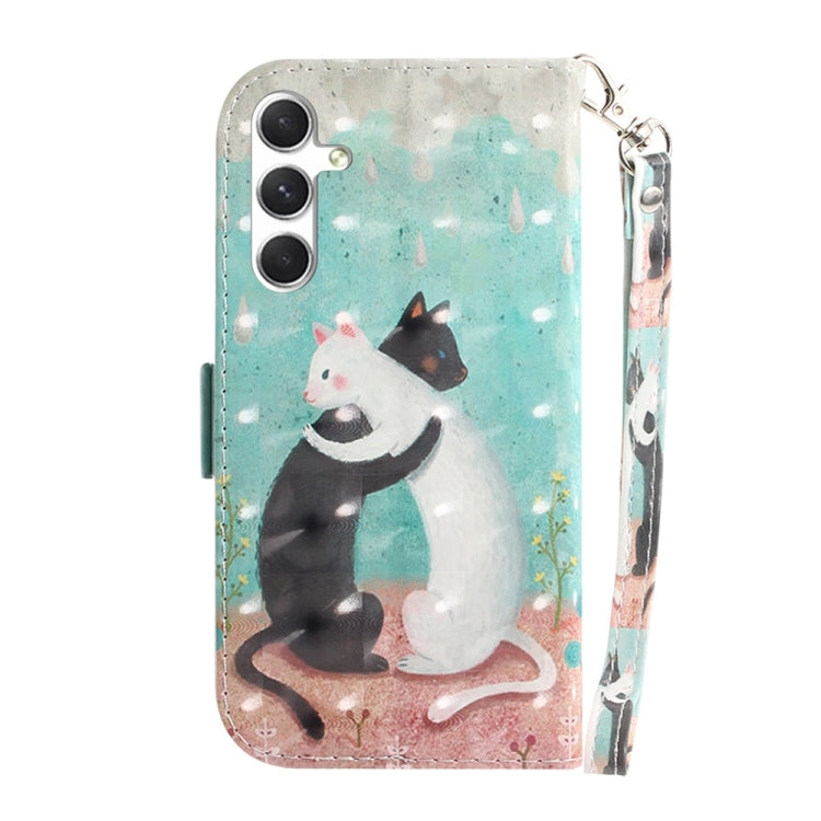 For Samsung Galaxy S25+ 5G 3D Colored Horizontal Flip Leather Phone Case(Black White Cat) - Galaxy S25+ 5G Cases by PMC Jewellery | Online Shopping South Africa | PMC Jewellery | Buy Now Pay Later Mobicred