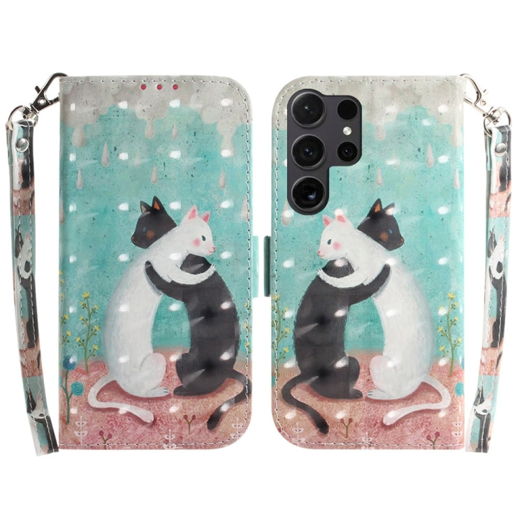 For Samsung Galaxy S25 Ultra 5G 3D Colored Horizontal Flip Leather Phone Case(Black White Cat) - Galaxy S25 Ultra 5G Cases by PMC Jewellery | Online Shopping South Africa | PMC Jewellery | Buy Now Pay Later Mobicred