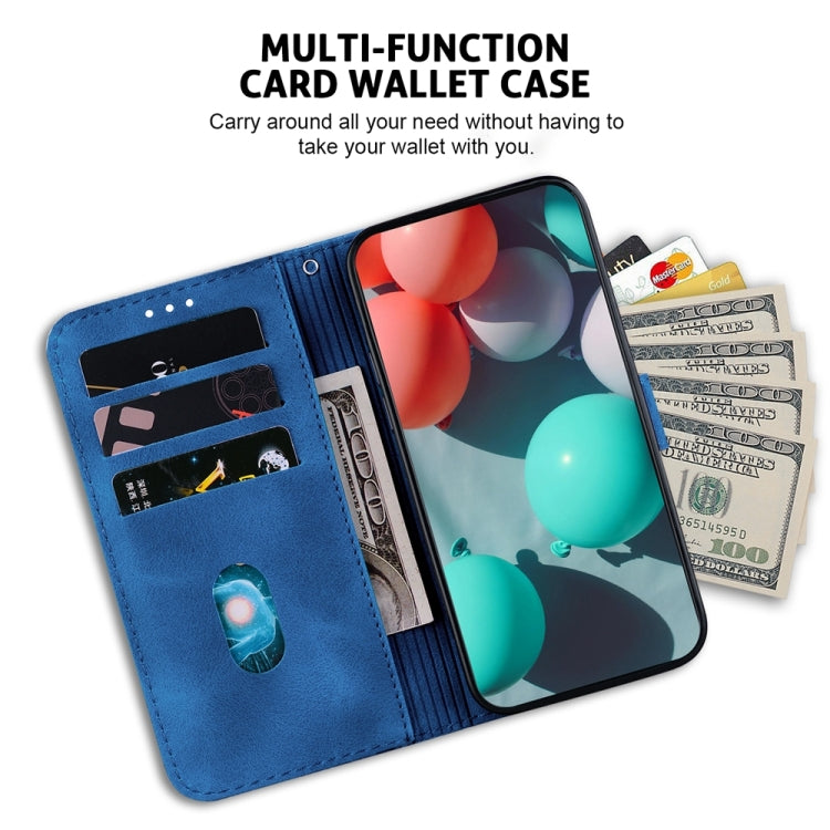 For Samsung Galaxy S25 5G Seven-shaped Embossed Leather Phone Case(Blue) - Galaxy S25 5G Cases by PMC Jewellery | Online Shopping South Africa | PMC Jewellery | Buy Now Pay Later Mobicred