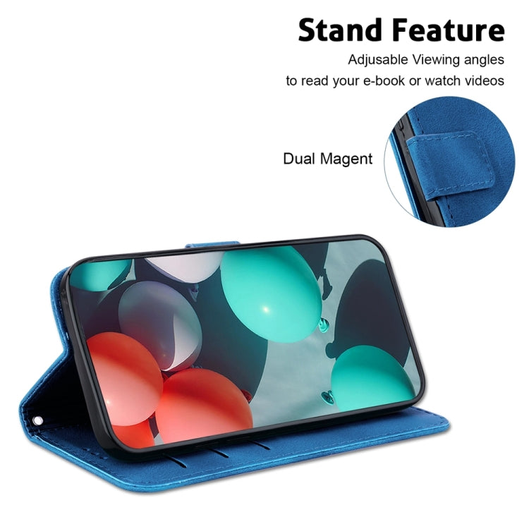 For Samsung Galaxy S25 5G Seven-shaped Embossed Leather Phone Case(Blue) - Galaxy S25 5G Cases by PMC Jewellery | Online Shopping South Africa | PMC Jewellery | Buy Now Pay Later Mobicred