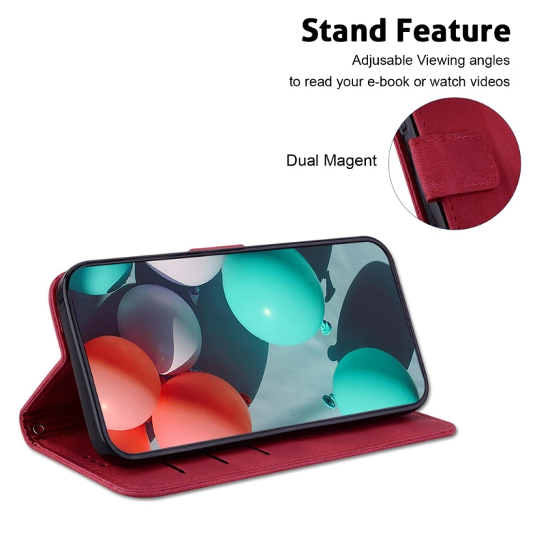 For Samsung Galaxy S25+ 5G Seven-shaped Embossed Leather Phone Case(Red) - Galaxy S25+ 5G Cases by PMC Jewellery | Online Shopping South Africa | PMC Jewellery | Buy Now Pay Later Mobicred