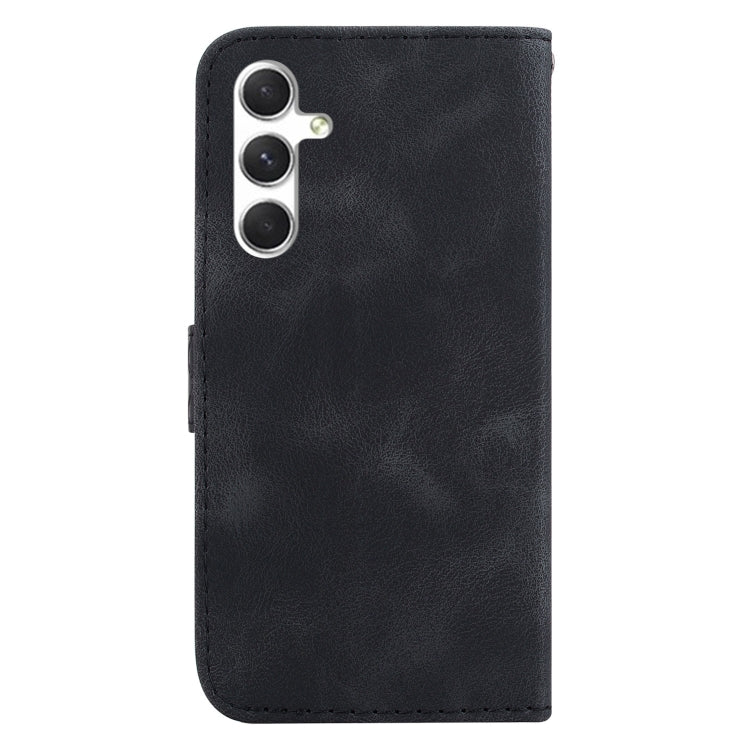 For Samsung Galaxy S25+ 5G Seven-shaped Embossed Leather Phone Case(Black) - Galaxy S25+ 5G Cases by PMC Jewellery | Online Shopping South Africa | PMC Jewellery | Buy Now Pay Later Mobicred